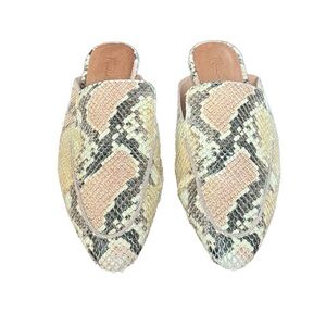 MADEWELL Frances Pointed Toe Skimmer Mule Slide On Snakeskin Print Size …